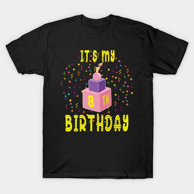 Birthday Shirt it is my 8Th Birthday Blocks Bricks Gift Tee T-Shirt by kaza191